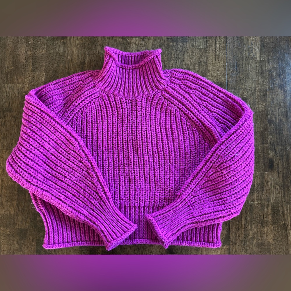 H&M Magenta/Purple Chunky Turtleneck Sweater